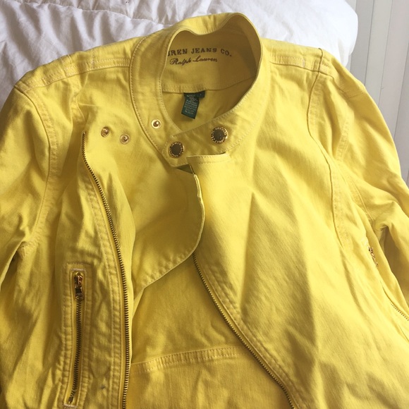 ✨HP✨ Lauren Jeans Co Yellow Moto Jacket - Picture 6 of 6